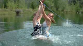 Brianna McKell watches mommy and aunt Jami tandem zip line [upl. by Nivanod]