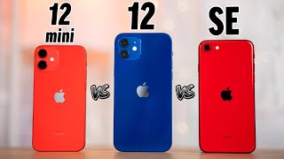 iPhone 12 Mini vs iPhone 12 vs SE  Full Comparison [upl. by Nylzzaj]