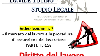 Diritto del lavoro  Video Lezione n 7 Il mercato del lavoroLassunzione del lavoratore 3 [upl. by Nesnah]