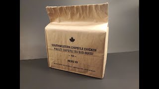 2019 Canadian IMP Southwestern Chipotle Chicken Individual Meal Pack Ration Review MRE Tasting Test [upl. by Ilana]