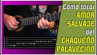 AMOR SALVAJE del CHAQUEÑO PALAVECINO  Como tocar Tutorial y tablatura [upl. by Ackler]