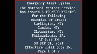 Tornado Warning EAS in Philadelphia PA Confirmed Tornado [upl. by Yenohtna]