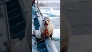 Male seal asked the sailor to help rescue the female seal and her cups who were injured in the net [upl. by Lali928]