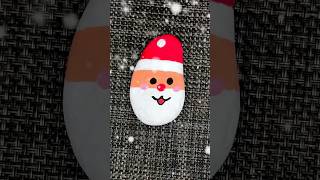 Paint Santa Claus on stone Christmas Ornaments easy drawing for kids kids easydrawing christmas [upl. by Atimad474]