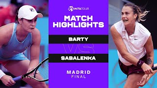 Ash Barty vs Aryna Sabalenka  2021 Madrid Final  WTA Match Highlights [upl. by Server]