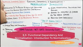 63 Normalization In DBMS  Functional Dependency And Normalization  Introduction To Normalization [upl. by Grover]