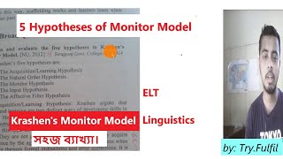 Krashens Monitor Model Theory  5 hypothesis of Krashens Monitor Model  ELT  TryFulfil [upl. by Kronick819]