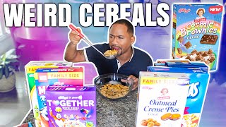 Trying ALL NEW WEIRD CEREALS OF 2021  Taste Test  Alonzo Lerone [upl. by Ayo]