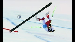 Swiss Marc Gisin Horror Crash In World Cup Downhill In Val Gardena Italy  15122018 [upl. by Kenaz]