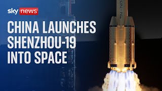 China launches Shenzhou19 into space [upl. by Ahsoym]