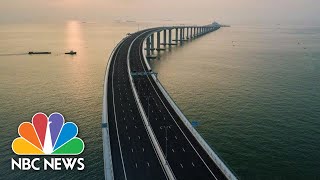 World’s Longest SeaCrossing Bridge Opens In Southern China  NBC News [upl. by Ainoek72]