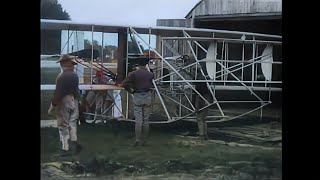 4k 50fps colorized 1908 First Airplane Flight filmed The Wright Military Flyer [upl. by Chipman]