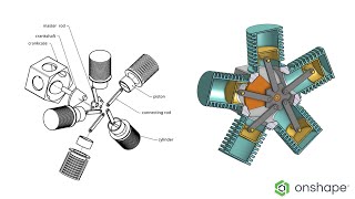 Unleash the Power Modeling Assembly and Animating a Radial Engine in Onshape [upl. by Harias842]