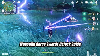 Genshin Impact Musoujin Gorge Swords Unlock Guide  Luxurious Chest Reward [upl. by Aehc]