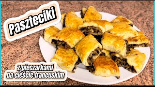 PASZTECIKI Z PIECZARKAMI  pyszny dodatek do barszczu czerwonego lub przekąska na SYLWESTRA👌😋 [upl. by Rocky]