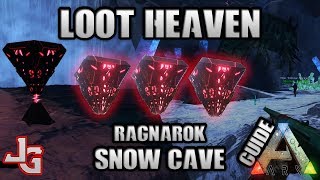 ARK  Loot Heaven  Snow Cave Guide  Best way to farm loot  Ragnarok map [upl. by Nylcsoj592]