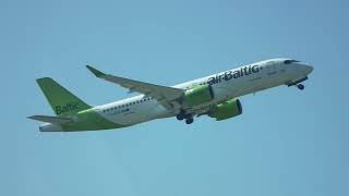 AirBaltic a220300 departing Riga [upl. by Ettenej]