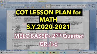 Lesson Plan in Math for COT2nd Quarter [upl. by Nereus222]