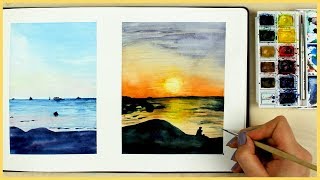 How to Paint a Sunset with Watercolors for Beginners  Art Journal Thursday Ep 12 [upl. by Justicz955]