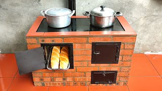 multifunctional wood stove with red brick and cement [upl. by Lachlan]