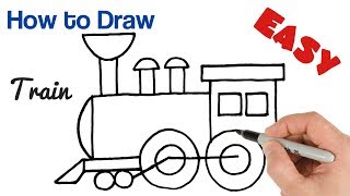 How to Draw a Train Steam Locomotive easy for beginners [upl. by Merceer776]