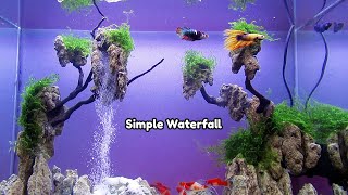 SAND WATERFALL AQUARIUM  Simple Aquascape Waterfall Setup Step By Step Tutorial [upl. by Couture]