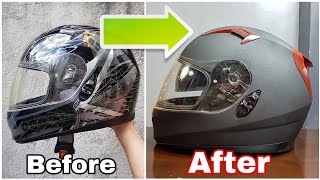 SPRAY PAINT HELMET restorationHOW TO repaint helmet [upl. by Felicie]