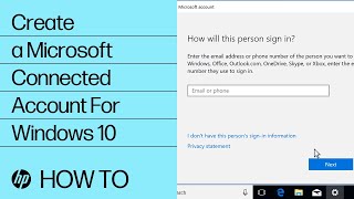 Create a Microsoft Connected Account For Windows 10  HP Computers  HP Support [upl. by Accem]