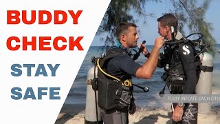 PADI Buddy Check Scuba Diving  Acronym BWRAF A Diving Checklist [upl. by Gaulin399]