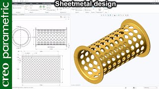 Sheet Metal Tutorial  Perforated sheet metal part in Creo Parametric [upl. by Nitsug628]