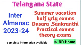 TS Inter academic calender summer holidays Dasara sankranthi holidays practical exams 202324 [upl. by Riamo644]