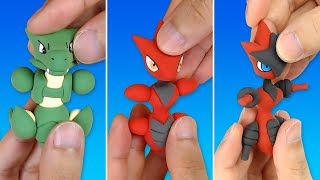 Pokémon Clay Art Scyther line Scyther Scizor Mega Scizor [upl. by Neleag]