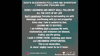 God’s blessings follows me everyday  Daily Bible declaration for breakthrough  RMM 580 [upl. by Nerta287]