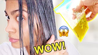 I Left OLIVE OIL in my hair OVERNIGHT amp THIS HAPPENED shocking results [upl. by Onimod]