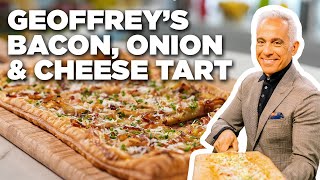 Geoffrey Zakarians Bacon Onion and Cheese Tart  The Kitchen  Food Network [upl. by Elocon]