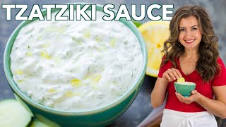 Easy Greek Tzatziki Sauce Cucumber Yogurt Dip shorts [upl. by Natassia]