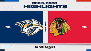 NHL Highlights  Predators vs Blackhawks  December 5 2023 [upl. by Adnuahsar]