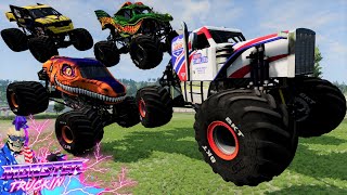 Monster Jam INSANE Racing Freestyle and High Speed Jumps 15  BeamNG Drive  Grave Digger [upl. by Calan]