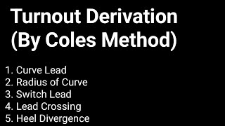 Turnout of a Railway Track by Coles Method Derivation of Turnout by Coles Method [upl. by Hastie]