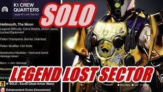 How To Get Cuirass Of The Falling Star Exotic Chest Solo 1300 Lost Sector K1 Crew Quarters  Titan [upl. by Corb]