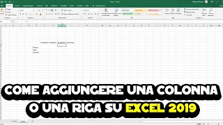 Come aggiungere una colonna o una riga su Excel 2019 [upl. by Vilhelmina]