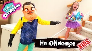 Hello Neighbor Kid in Real Life Disney Doorables Toy Scavenger Hunt [upl. by Cadmann]