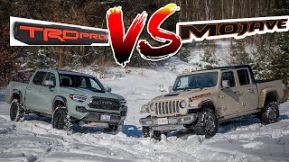 2021 Tacoma TRD PRO vs Jeep Gladiator Mojave review plus snow test [upl. by Sidnac949]