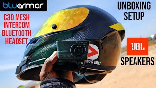 Affordable Made in India Mesh Intercom Helmet Bluetooth with JBL Speakers  Unboxing amp Setup Review [upl. by Burg]