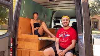 How We Built Our DIY CouchBed  Camper Van Conversion [upl. by Manup]