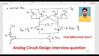 Analog Circuit Design interview question  find differential gain  Amit Bar [upl. by Irim975]