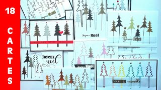 18 Cartes pour Noël les mêmes mais toutes différentes  Scrapbooking Carterie tutoriels français [upl. by Gibe]