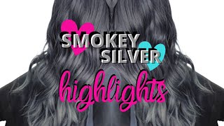 Smokey Silver amp Gray Highlights on Dark Hair  Dark Gray amp Silver  Silver Highlights [upl. by Attenaj]