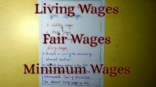 Living Wages Fair Wages and Minimum Wages explained with notes [upl. by Amand]