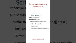 Sort an array using Java programming 💯💻👨🏻‍💻 youtubeshort shortsviral shorts [upl. by Emmalynne]